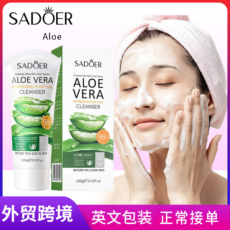 All-english SADOER Aloe Vera Refreshing Cleansing Facial cleanser cross-border export wholesale full figure