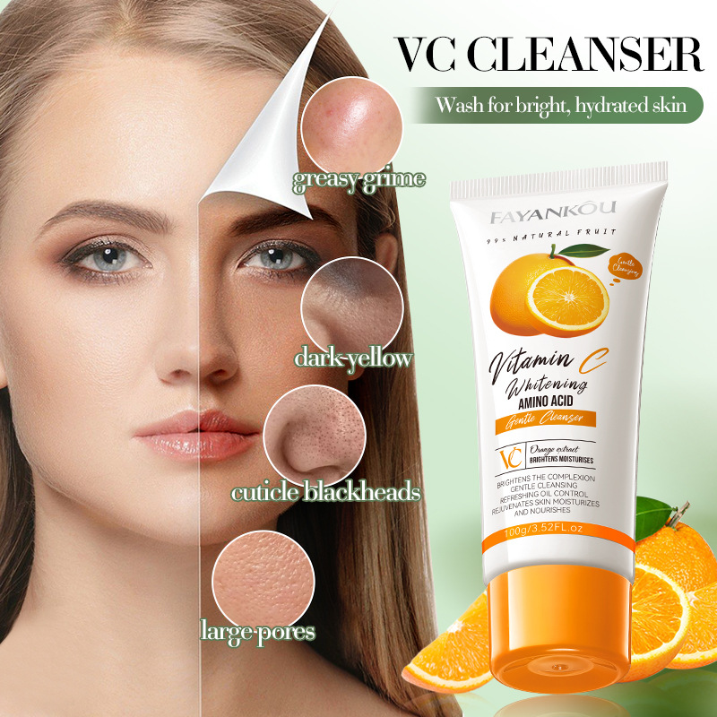 All-english FAYANKOU Orange VC Whitening Amino Acid Gentle Facial Cleanser, cross-border export wholesale details Picture