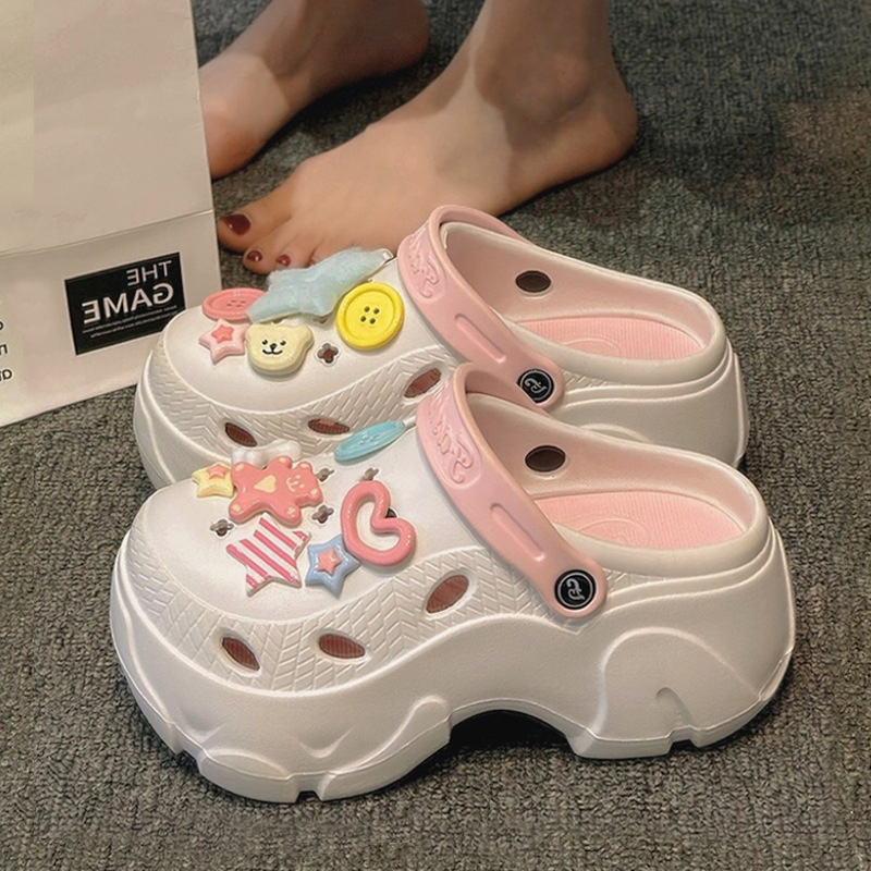 Thick-soled 2024 new style Clogs for women, summer outerwear, anti-slip and height-increasing, beach and beachhead semi-cool slippers for women, 292 details Picture
