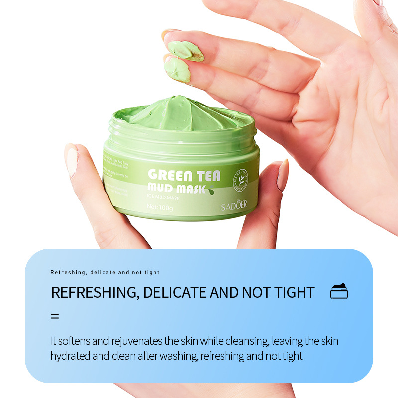 Cross-border export wholesale of all-English SADOER green tea mud Mask Gentle Cleansing Acne Removal Mask Item Picture