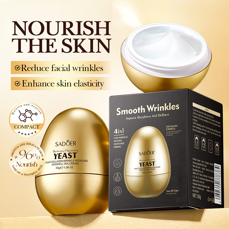 Cross-border export wholesale of SADOER Yeast Collagen Anti-Wrinkle Egg Shell Veil Cream Moisturizing Mask in English full figure