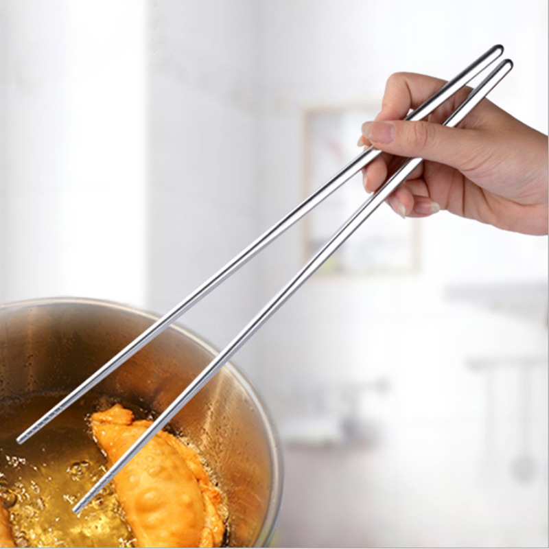 304 stainless steel long chopsticks, deep-frying chopsticks, kitchen household hot pot noodles chopsticks, heat-resistant 36cm extended chopsticks full figure