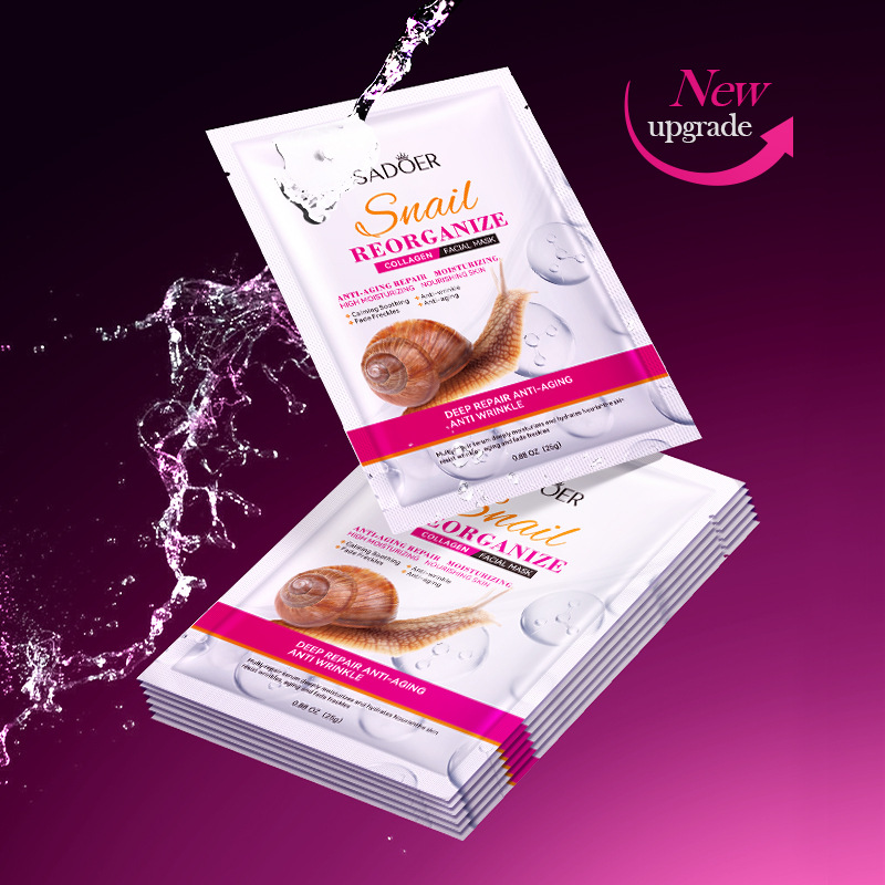 SADOER Snail Reconstituted Collagen Mask in English for hydrating, moisturizing and improving dryness. Cross-border export wholesale details Picture