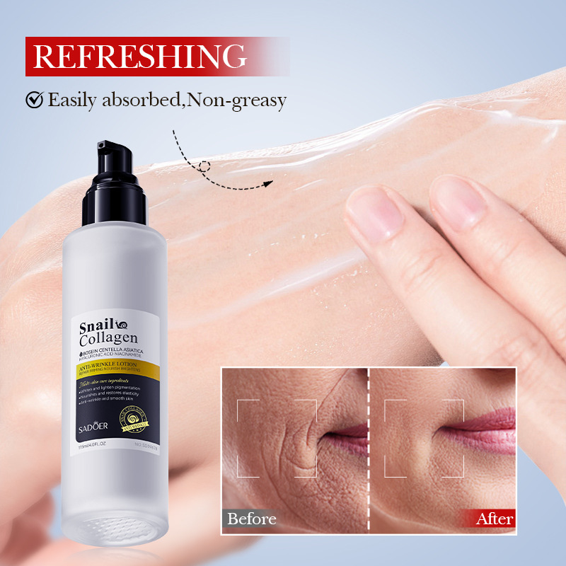 Full English SADOER Snail Collagen Anti-Wrinkle Lotion Moisturizing Facial Water and Lotion cross-border export wholesale Item Picture