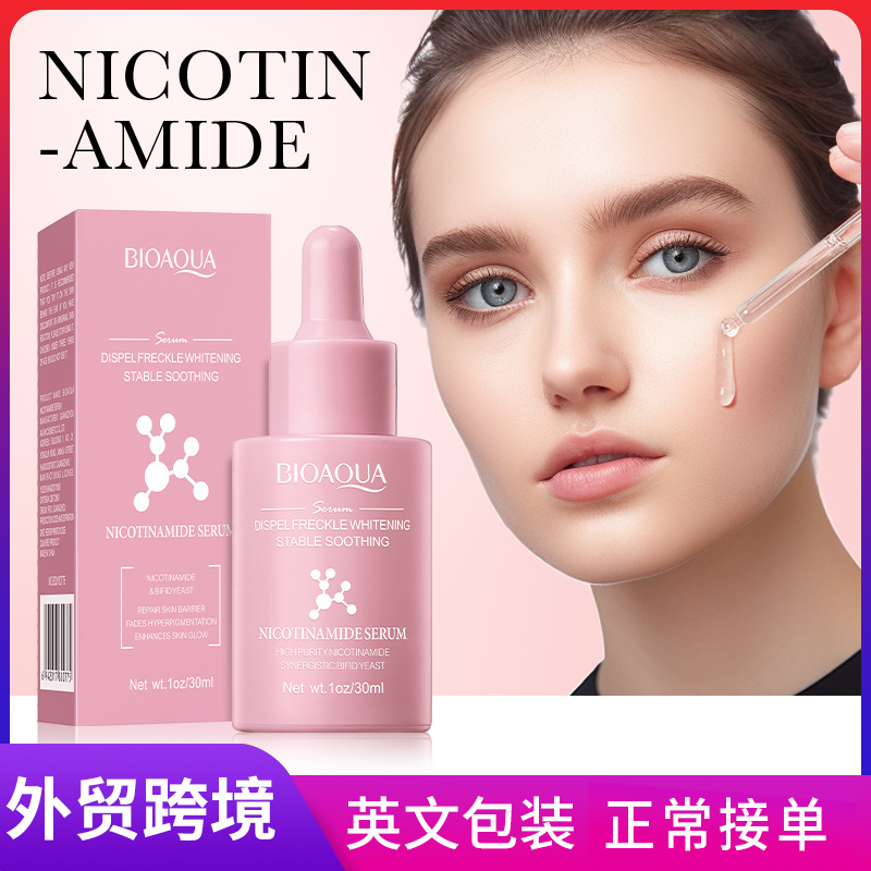 All-english BIOAOUA Nicotinamide Essence for hydrating and shrinking pores Facial serum cross-border export wholesale full figure