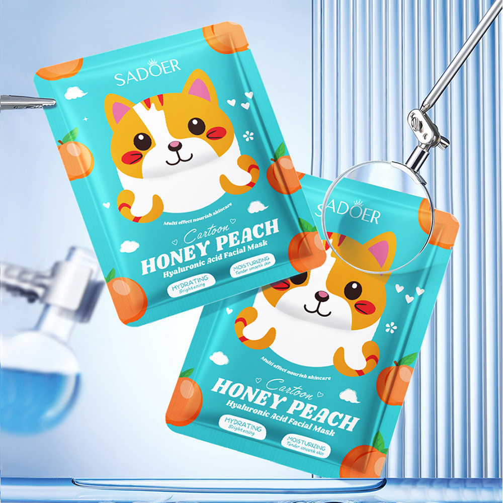 Cross-border wholesale of SADOER peach hyaluronic acid Hydrating Cartoon Mask and Moisturizing mask in English Item Picture