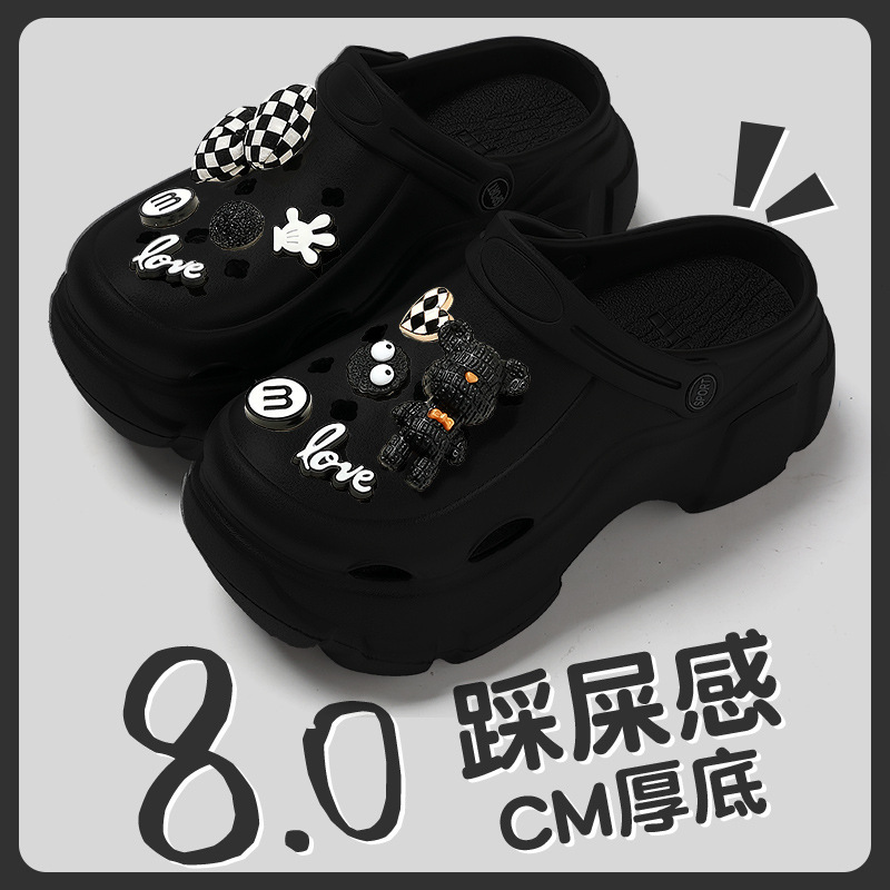 Cute cartoon new croquet soles for women, thick-soled, anti-slip, fashionable and popular beach flip-flops for outerwear 338 details Picture