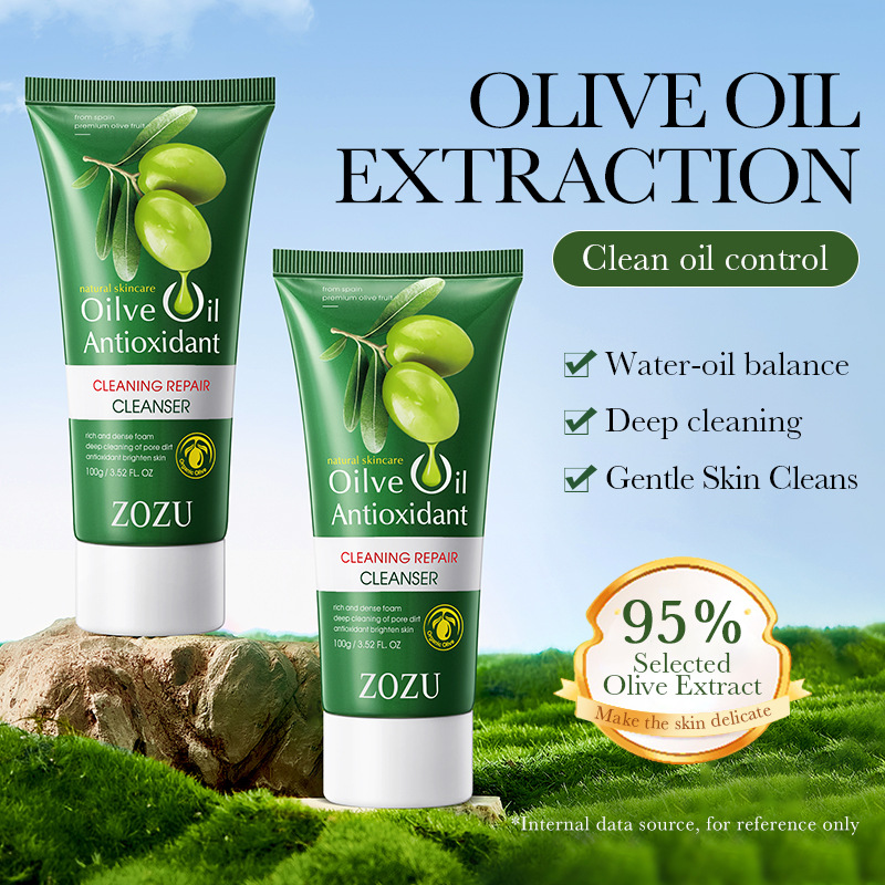 All-english ZOZU olive Oil Cleansing Facial Cleanser is gentle, soothing and refreshing. Cross-border export wholesale Specification drawing