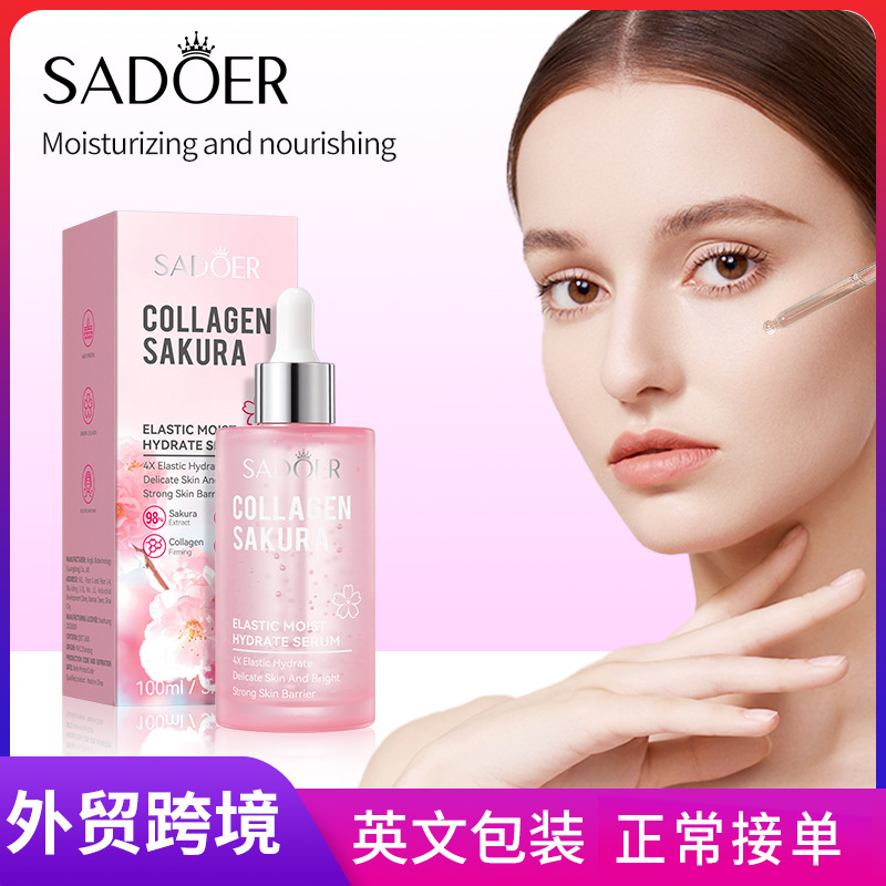 Cross-border export wholesale of SADOER Sakura Collagen Moisturizing and Hydrating Essence in full English full figure