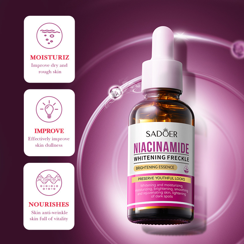 Cross-border wholesale of SADOER niacinamide Whitening, freckle-removing, Brightening Essence and Pore-shrinking Essence in full English Specification drawing