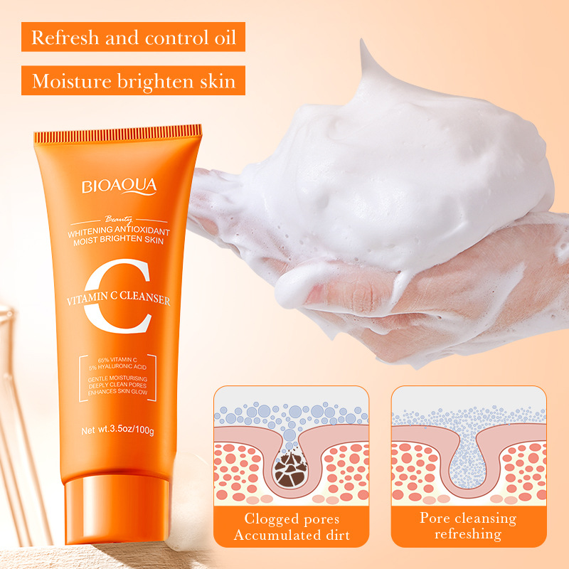 All-english BIOAQUA Vitamin C Whitening and Antioxidant Facial Cleanser, cross-border export wholesale of cleansing facial cleanser Specification drawing