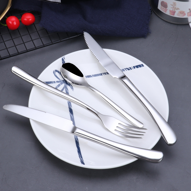 Wholesale French Moonlight stainless steel knives, forks, spoons, Western tableware, steak knives, forks, soup spoons, fruit forks, logos Application Scenario