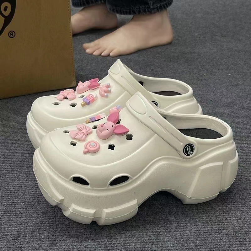 Women's Crocs 2023 new Summer outerwear, thick-soled anti-slip beach flip-flops, Summer 99 full figure
