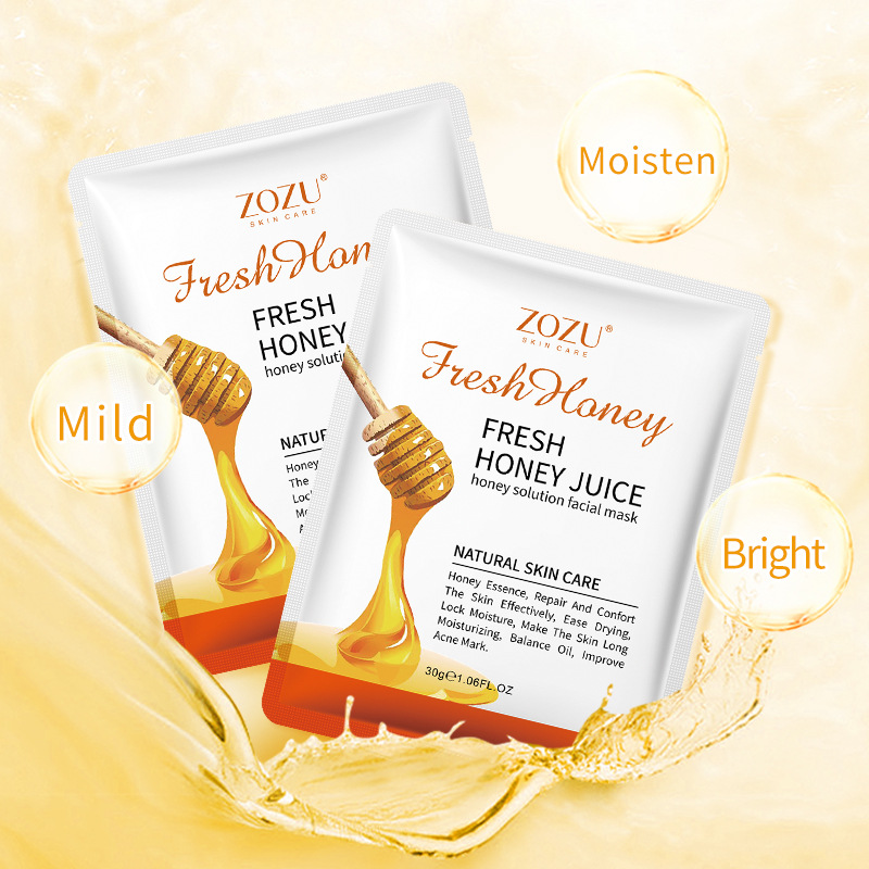 Cross-border export wholesale of all-English ZOZU honey Facial mask for hydrating, moisturizing and nourishing skin Specification drawing