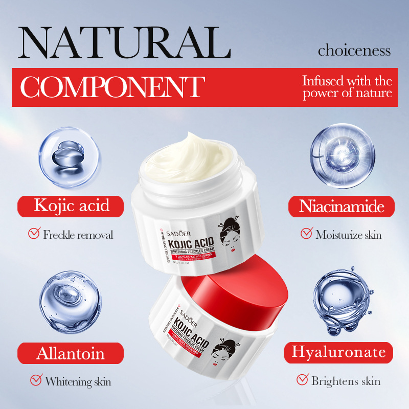 SADOER Kojic Acid Whitening and Spot-Removing Cream 50g, Moisturizing and brightening Skin cream, cross-border export wholesale details Picture