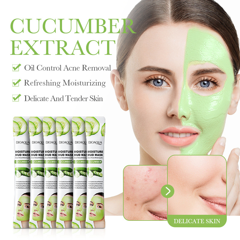 All-english BIOAOUA Cucumber Moisturizing Mud Mask, unpackaged smooth and rejuvenating skin Cleansing Mud mask, cross-border export wholesale details Picture
