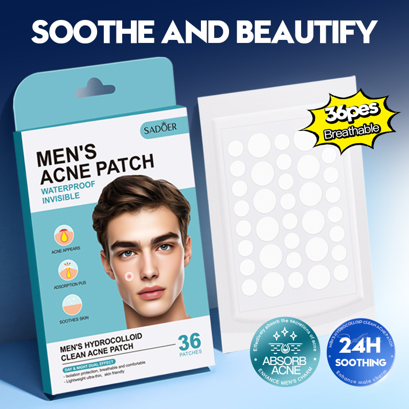 All-english SADOER men's hydrocolloid acne Patches, student acne removal and hydration acne patches, cross-border export wholesale full figure