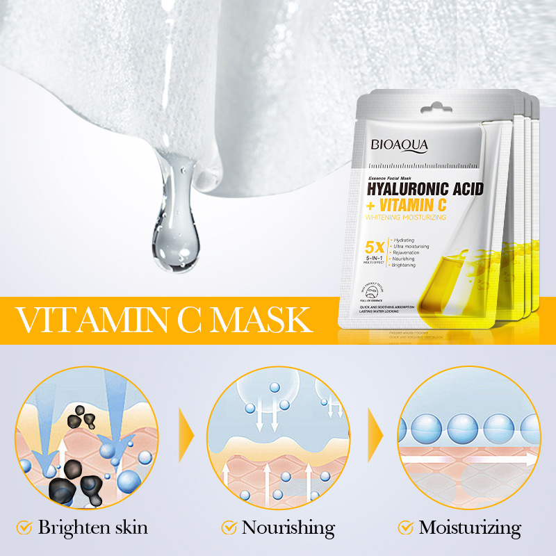 Cross-border wholesale of BIOAOUA Hyaluronic Acid and Vitamin C Whitening Facial mask in English Item Picture