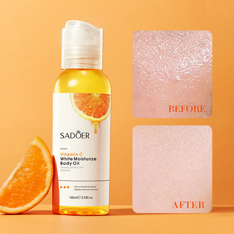 Cross-border export wholesale of SADOER Vitamin C Whitening and Moisturizing Body Oil and skin Nourishing Lotion in full English Specification drawing