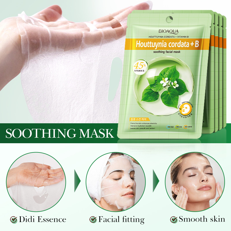 All-english BIOAOUA Houttuynia Cordata Vitamin B Soothing Facial mask Cross-border export wholesale Application Scenario