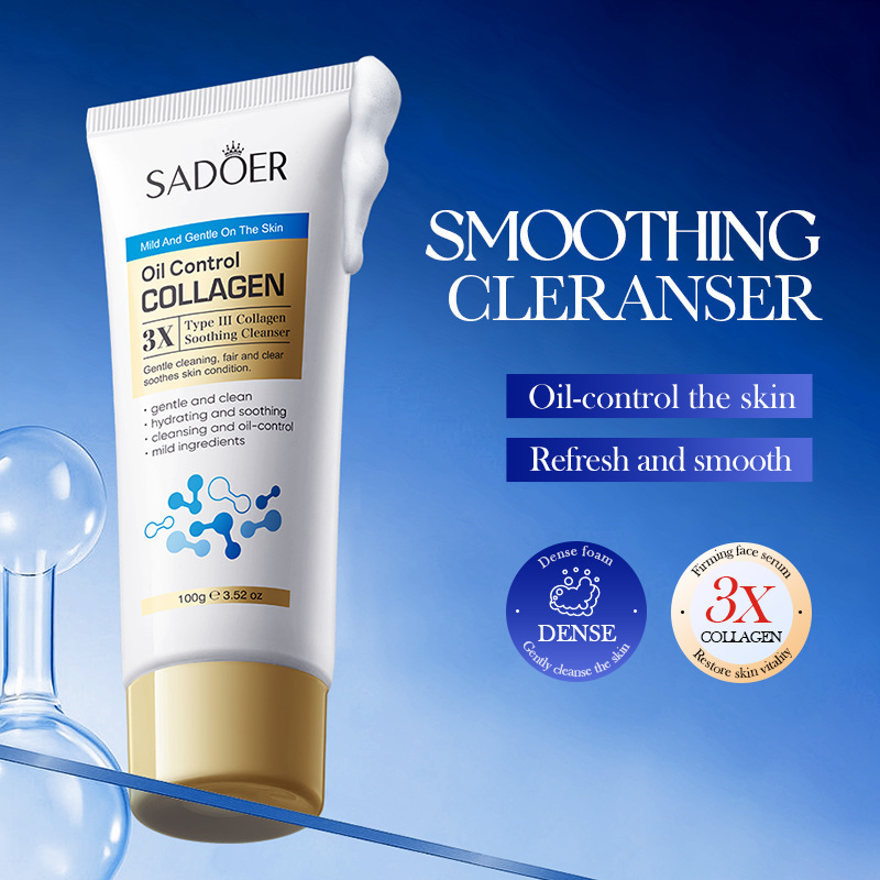 All-english SADOER Type III Collagen oil-Control Soothing Facial Cleanser for cleansing the face, cross-border export wholesale details Picture