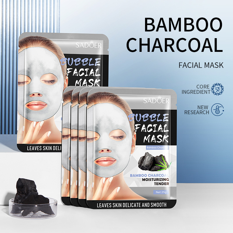 Cross-border wholesale of SADOER turmeric bubble Mask and Bamboo Charcoal Deep Cleansing Skin Bubble Mask in English details Picture