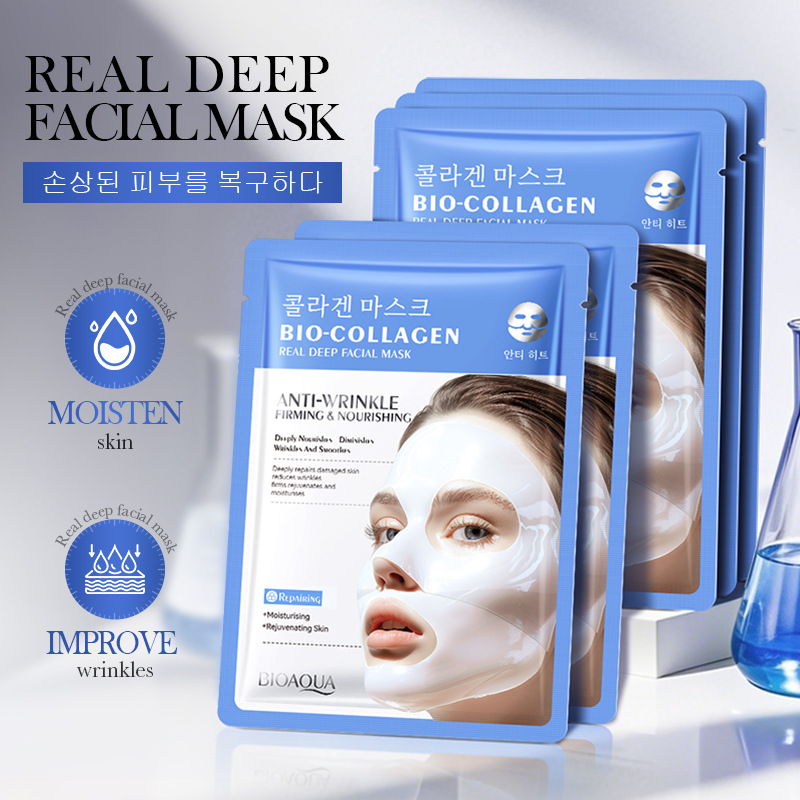 All-english BIOAOUA bio-collagen anti-wrinkle Nourishing Mask and Moisturizing Mask cross-border export wholesale details Picture