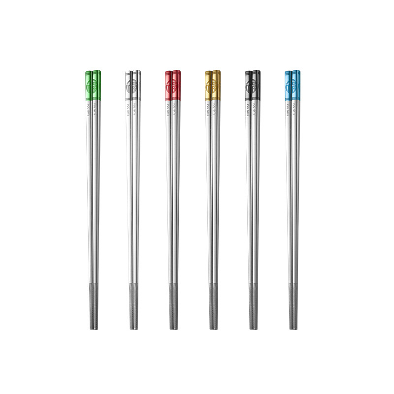 304 stainless steel chopsticks, household anti-slip and anti-mold metal chopsticks, family set, silver special chopsticks, one person, one dining room Item Picture
