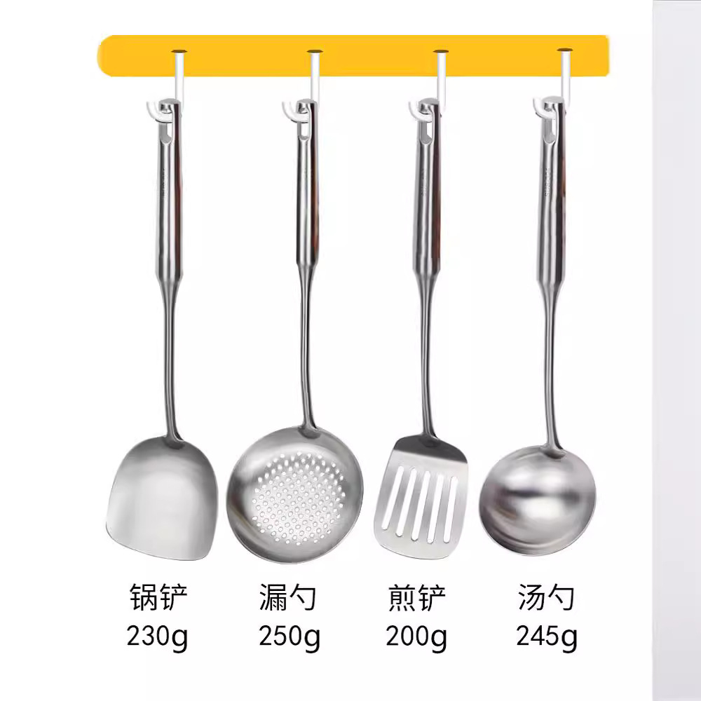304 stainless steel spatula, soup spoon, kitchen household four-piece set, anti-scalding stir-frying spatula, complete cooking kitchenware details Picture