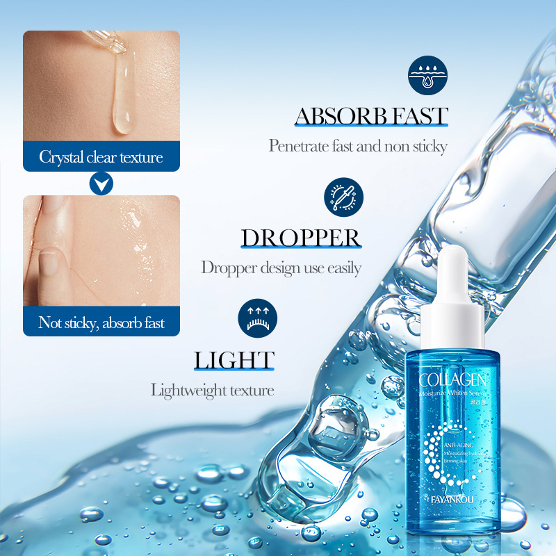All-english FAYANKOU Collagen Moisturizing Whitening Liquid Brightening Skin Essence Cross-border export wholesale Application Scenario