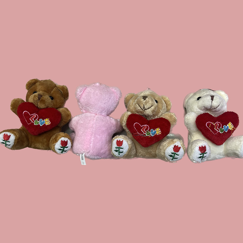 Rose embroidery plush toys, Hong Kong bear solid color bear hug heart love bear creative doll, cartoon peripheral pendant, plush toy pendant, keychain, cloth doll pendant, cute decoration gift, claw machine factory direct sales