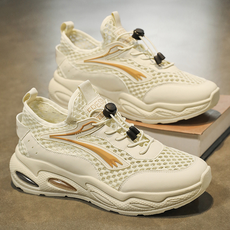 Summer men's shoes, breathable and perforated mesh shoes, men's sports shoes, trendy and versatile, casual running dad shoes for teenagers details Picture