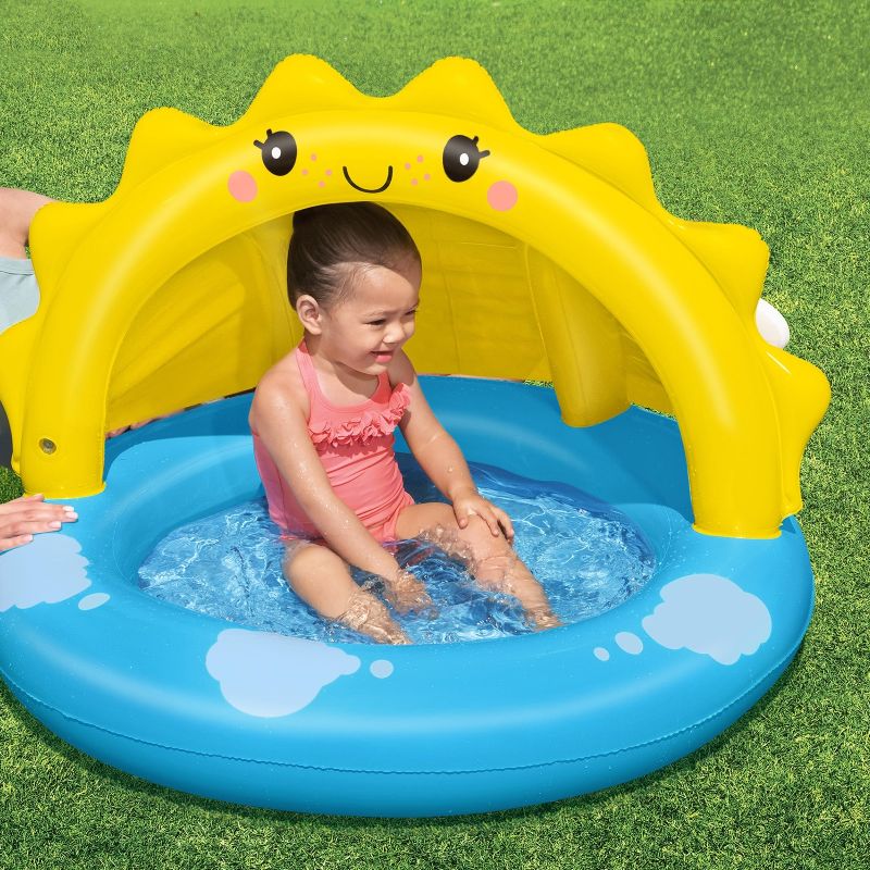 PVC跨境小太阳充气遮阳喷水池户外儿童戏水玩具遮阳游戏垫充气座