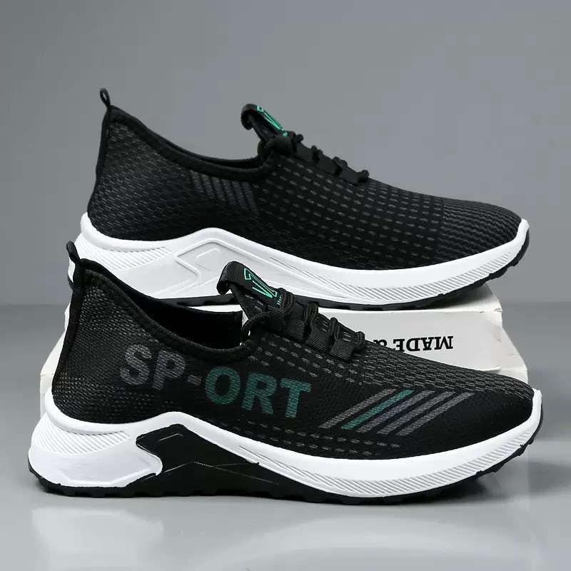 One-piece consignment shoes, men's sports shoes, men's flying weaving foreign trade cross-border running shoes wholesale, comfortable and breathable net shoes for men details Picture