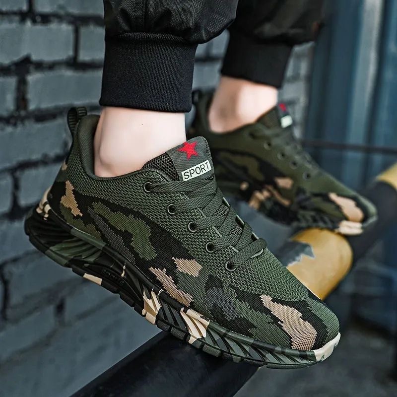 Spring/Summer 2025 new men's shoes, running shoes, hiking shoes, dad's shoes, cross-border wholesale for export, camouflage shoes, breathable mesh fabric details Picture