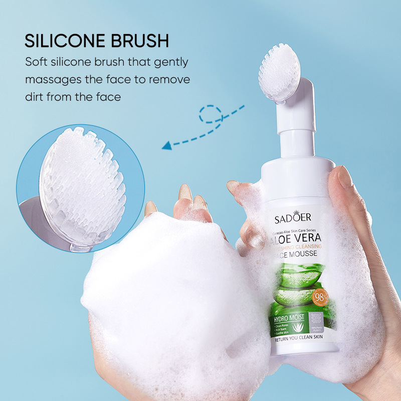 All-english SADOER aloe Vera Refreshing Facial Cleanser Mousse removes dirt and does not cause tightness. Cross-border wholesale Specification drawing