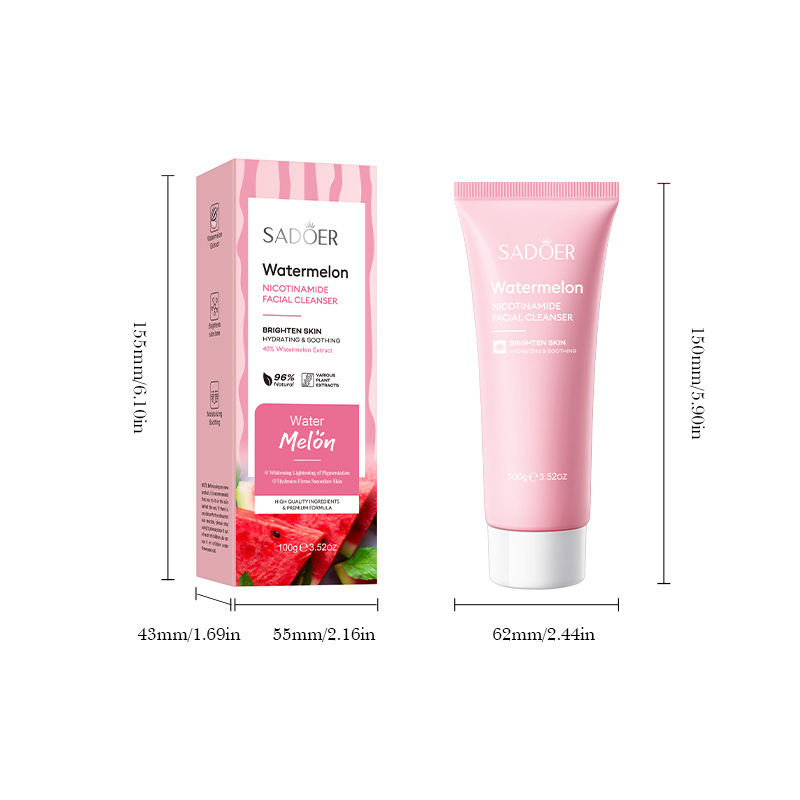 All-english SADOER Watermelon Nicotinamide Facial Cleanser Deep Cleansing Facial Cleanser cross-border export wholesale Item Picture