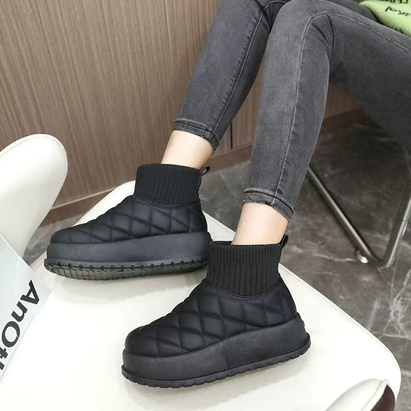 Thick-soled snow boots for women 2024 winter new style, fleece and thickened cotton shoes for women, waterproof and comfortable ankle boots, wholesale one piece Application Scenario