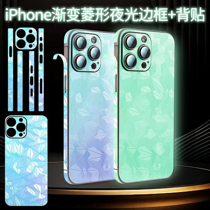 Applicable to Apple 16pro max 13 12 Colorful Luminous frame film iphone14plus frame sticker Application Scenario