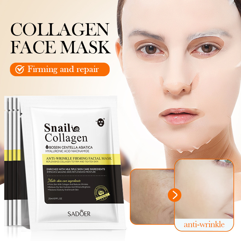 Cross-border wholesale of SADOER snail Collagen Anti-Wrinkle and Firming Facial mask in English details Picture
