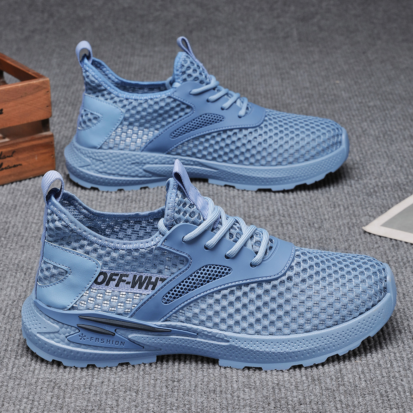 New breathable and perforated mesh shoes for men in summer, trendy and versatile coconut shoes, sporty and casual dad trendy shoes full figure