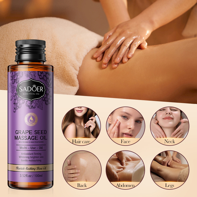 SADOER grape seed Oil Basic Massage Oil Moisturizing Skin and body essential oil cross-border export wholesale Item Picture