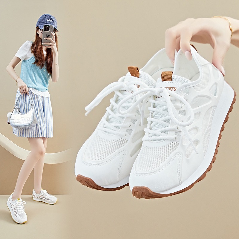 Women's shoes 2025 New versatile white sneakers, net shoes, casual shoes, children's flying woven breathable sports shoes, cross-border wholesale for foreign trade Application Scenario