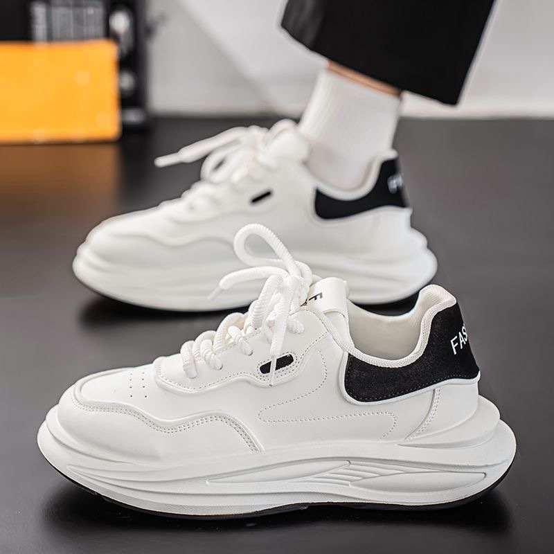 New men's shoes for Spring 2025: Breathable white sneakers, men's trendy and versatile thick-soled sports shoes, casual dad trendy shoes Specification drawing