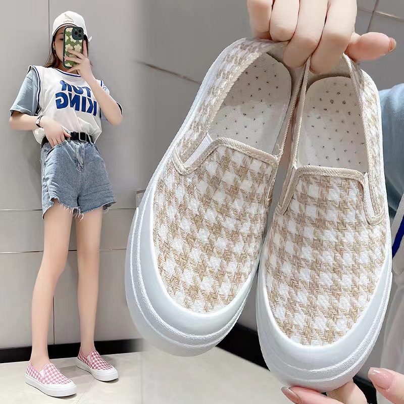 New women's shoes: Breathable and comfortable casual shoes for women, simple student shoes, Korean-style fashionable one-step lazy shoes wholesale Specification drawing