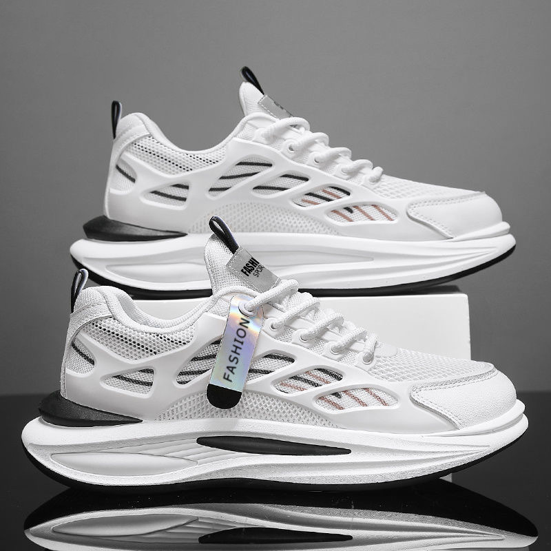 New summer men's shoes: Breathable mesh shoes, trendy and versatile men's thick-soled sports shoes, casual board shoes, dad shoes Specification drawing