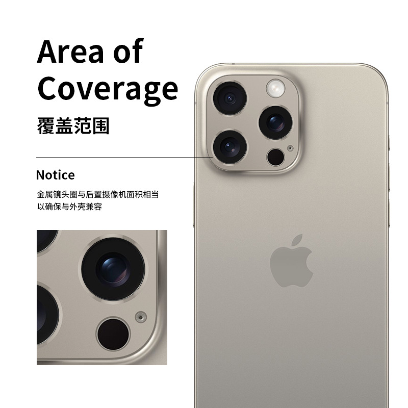 This titanium alloy anti-drop film is suitable for IPhone15ProMax and iPhone 16 lens film details Picture