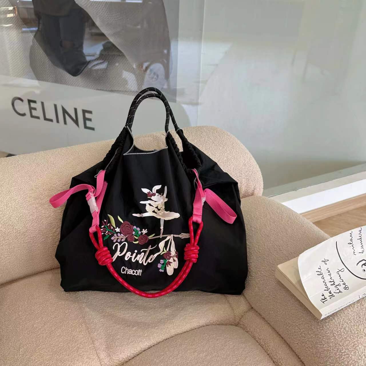 ball chain芭蕾兔购物袋小众刺绣尼龙环保袋时尚通勤1