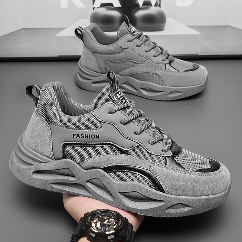 Spring Men's shoes 2025 New breathable safety shoes for men, trendy and versatile thick-soled anti-slip sports and casual dad shoes full figure