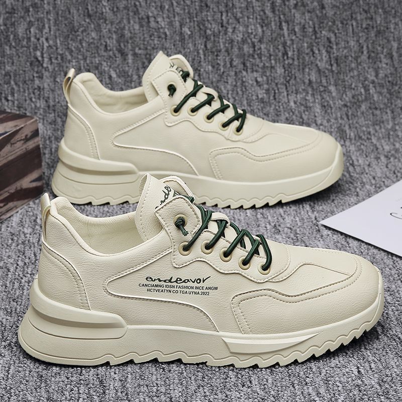 New breathable and waterproof men's shoes for spring, men's trendy and versatile thick-soled white sneakers, sporty and casual dad trendy shoes Specification drawing